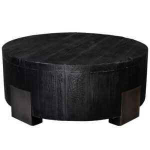 Černý akátový kulatý konferenční stolek Dutchbone Coals 81 cm