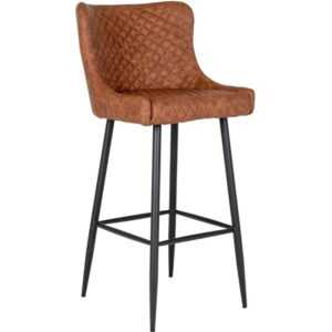 Nordic Living Hnědá koženková barová židle Leonie 75 cm