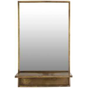 White Label Mosazné kovové závěsné zrcadlo WLL Feyza 37x61 cm