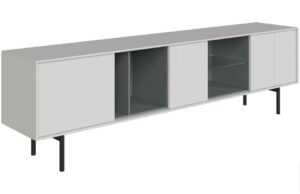 Bílý TV stolek Miotto Ostuni s kovovou podnoží 210 x 40 cm