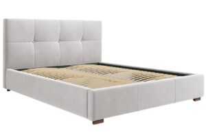 Světle šedá sametová postel MICADONI SAGE 140 x 200 cm
