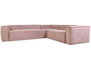 Růžová manšestrová rohová pohovka Kave Home Blok II 320 cm