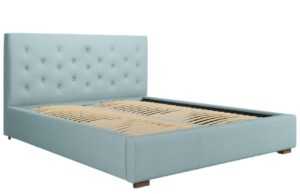 Světle modrá látková postel MICADONI SERI 140 x 200 cm