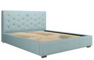 Světle modrá látková postel MICADONI SERI 160 x 200 cm