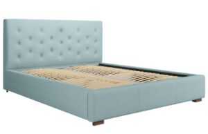 Světle modrá látková postel MICADONI SERI 180 x 200 cm