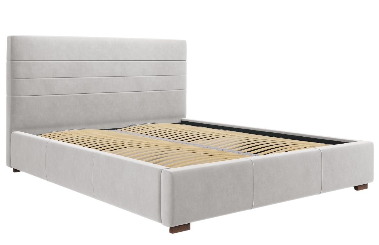 Světle šedá sametová postel MICADONI ARANDA 180 x 200 cm