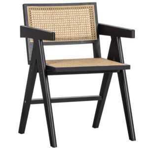 Hoorns Černá borovicová jídelní židle Ginniena s výpletem