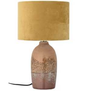 Růžová kameninová stolní lampa Bloomingville Keisha s látkovým stínidlem