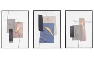 Set tří abstraktních obrazů Somcasa Sew 70 x 50 cm