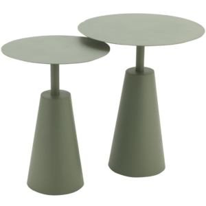 Set dvou zelených kovových odkládacích stolků J-line Rondo 49/38 cm